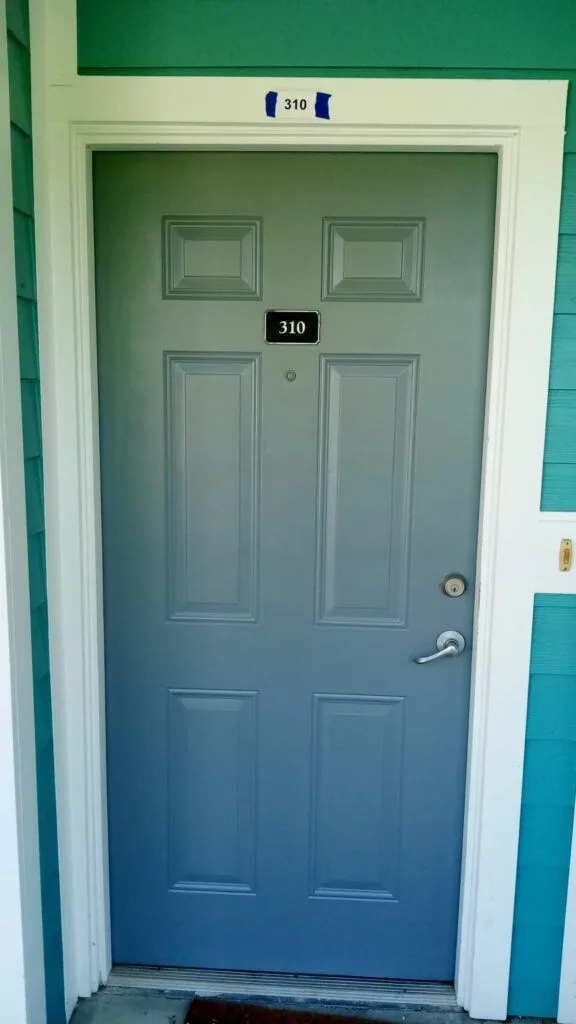 Teal painted front door in Gainesville, FL